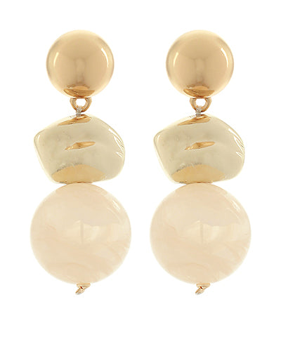 Linear 30mm Marble Stone& Ball Earring