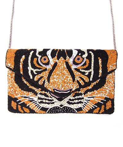 Beaded Tiger Envelope Clutch