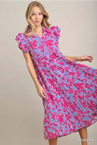 Two Toned Collared Midi Dress