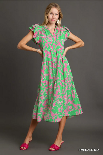 Two Toned Collared Midi Dress