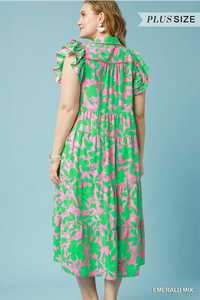 Two Toned Collared Midi Plus Dress