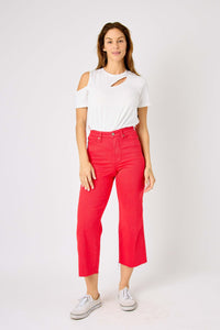 Red Cropped Wide Leg Jeans