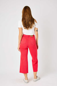 Red Cropped Wide Leg Jeans