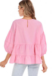 Pink Stoney Flounce Top