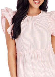 Pink Stripe Bardot Maxi Dress