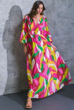 Load image into Gallery viewer, Green Fuchsia Printed Woven Dress