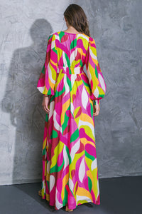 Green Fuchsia Printed Woven Dress