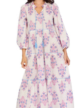 Load image into Gallery viewer, White&amp; Pink Floral Block Print Maxi Dress