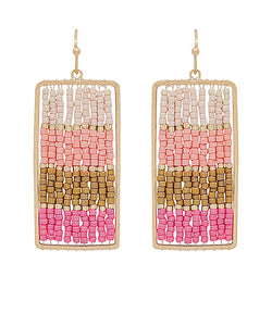 Beaded Rectangle Drop Earrings