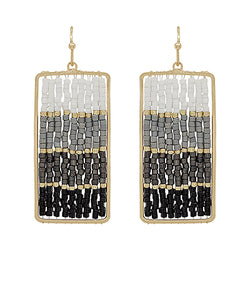 Beaded Rectangle Drop Earrings