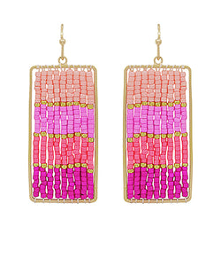 Beaded Rectangle Drop Earrings