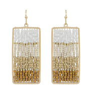 Load image into Gallery viewer, Beaded Rectangle Drop Earrings