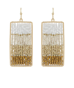 Beaded Rectangle Drop Earrings