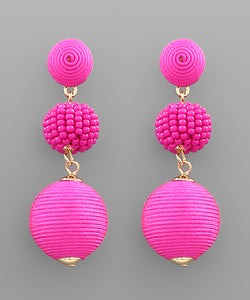 Thread& Bead Ball Earrings