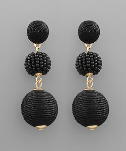 Thread& Bead Ball Earrings