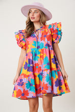 Load image into Gallery viewer, Floral Ruffle Sleeve Multi Dress