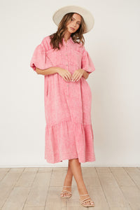 Pink Cotton Midi Dress