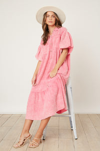 Pink Cotton Midi Dress