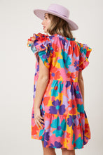 Load image into Gallery viewer, Floral Ruffle Sleeve Multi Dress