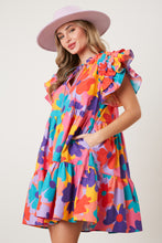 Load image into Gallery viewer, Floral Ruffle Sleeve Multi Dress