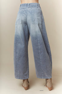 Waist Tie Detail Washed Corduroy Pants