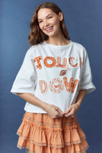 Load image into Gallery viewer, &quot;Touch Down&quot; Graphic Printed Trim Detail Crop Shirt