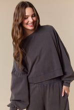 Load image into Gallery viewer, Washed French Terry Cut Edge Ruffle Hem Crop