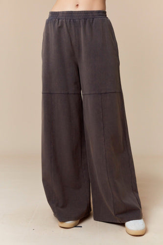 Washed French Terry Wide Leg Pant