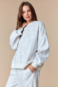Leaf Print Fleece Sweatshirt
