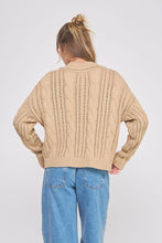 Load image into Gallery viewer, Classic Cable Knit Polo Sweater