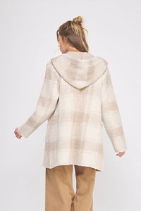 Plaid Sweater Hoodie Cardigan