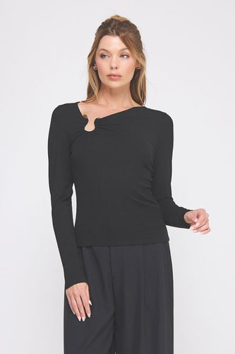 Asymmetric Neck Detail Top