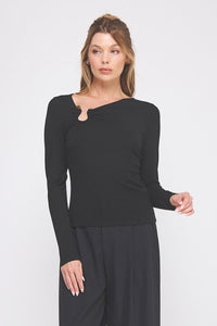 Asymmetric Neck Detail Top