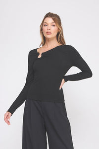 Asymmetric Neck Detail Top