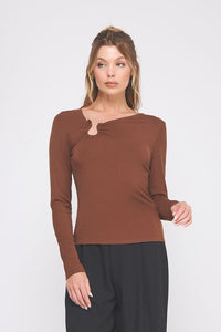 Asymmetric Neck Detail Top