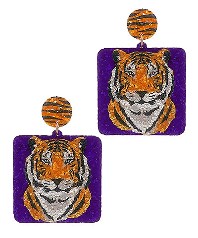 TIGER Glitter Square Earrings