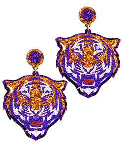 "Gameday" Glitter Tiger Dangle Earrings