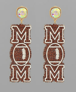 Glitter Sports "mom" Drop Earrings