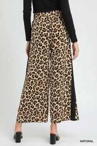Drawstring Wide Leg Leopard Print Pants