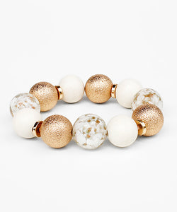 Metal& Wood& Acrylic Ball Bracelet