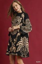 Load image into Gallery viewer, Two Tone Abstract Print Sweater Dress