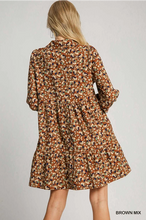 Load image into Gallery viewer, Long Sleeve Corduroy Floral Dress