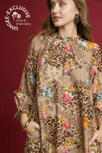 Load image into Gallery viewer, Floral Print High Neck Mini Dress