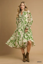 Load image into Gallery viewer, Floral Print Tiered Long Sleeve Midi Dress