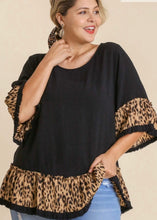 Load image into Gallery viewer, Animal Print Ruffle Sleeve Plus Top