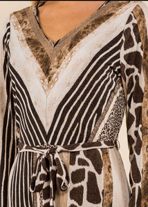 Mixed Animal Print Maxi Dress