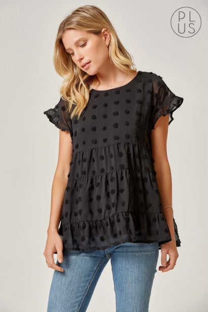 Dotted Babydoll Blouse