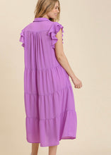 Load image into Gallery viewer, Lavender Ruffle Sleeve Tiered Dress