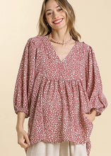 Load image into Gallery viewer, Animal Print Smocked Babydoll Top