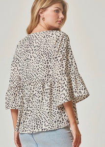 Leopard Puff Sleeve Blouse